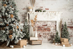 Zen Christmas Room - Lilly Bear Studio Props, black fireplace, bohemian christmas, bohemian fireplace, bohemian mantel, boho, boho christmas, boho holiday, boho mantel, christmas, christmas mantel, christmas village, evergreen trees, evergreens, Fabric, fireplace, holiday, holiday christmas, mantel, Pampas, pine trees, white christmas, white holiday, Wrinkle Free Fabric