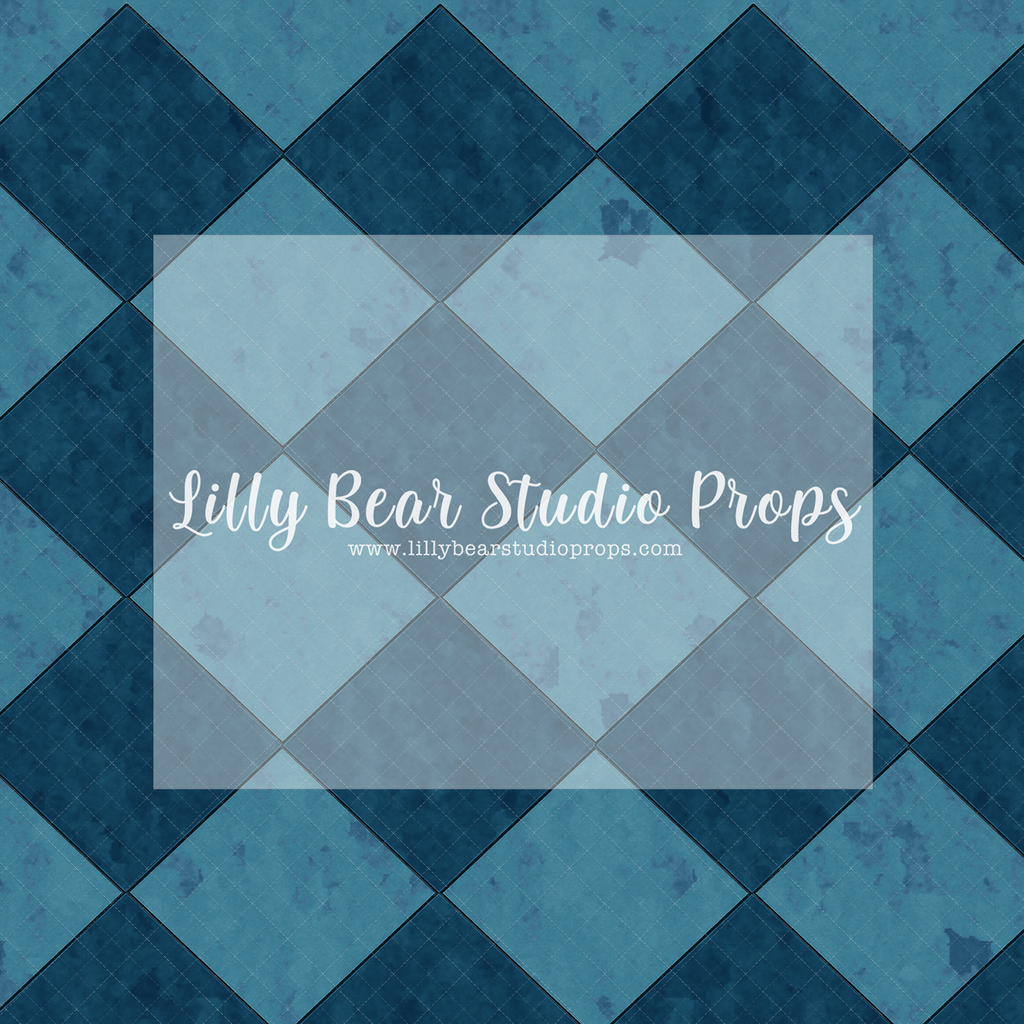 Blue Chequerboard Floor - Lilly Bear Studio Props, fabric, FLOORS, mat, neo, vinyl