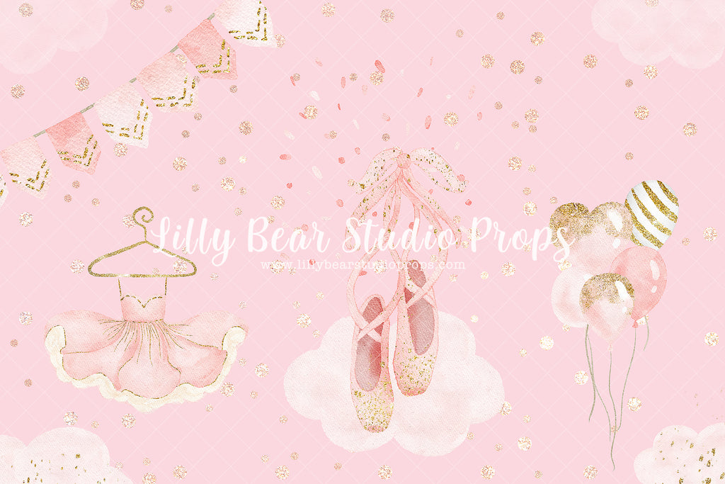 Blushing Ballerina - Lilly Bear Studio Props, ballerina, ballerina princess, ballet, ballet shoes, ballet slippers, Fabric, gold, pink, princess, Wrinkle Free Fabric