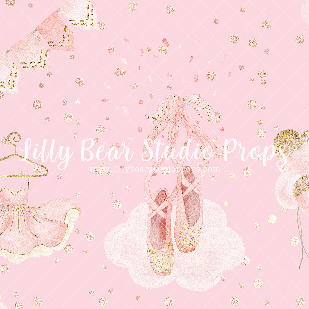 Blushing Ballerina - Lilly Bear Studio Props, ballerina, ballerina princess, ballet, ballet shoes, ballet slippers, Fabric, gold, pink, princess, Wrinkle Free Fabric