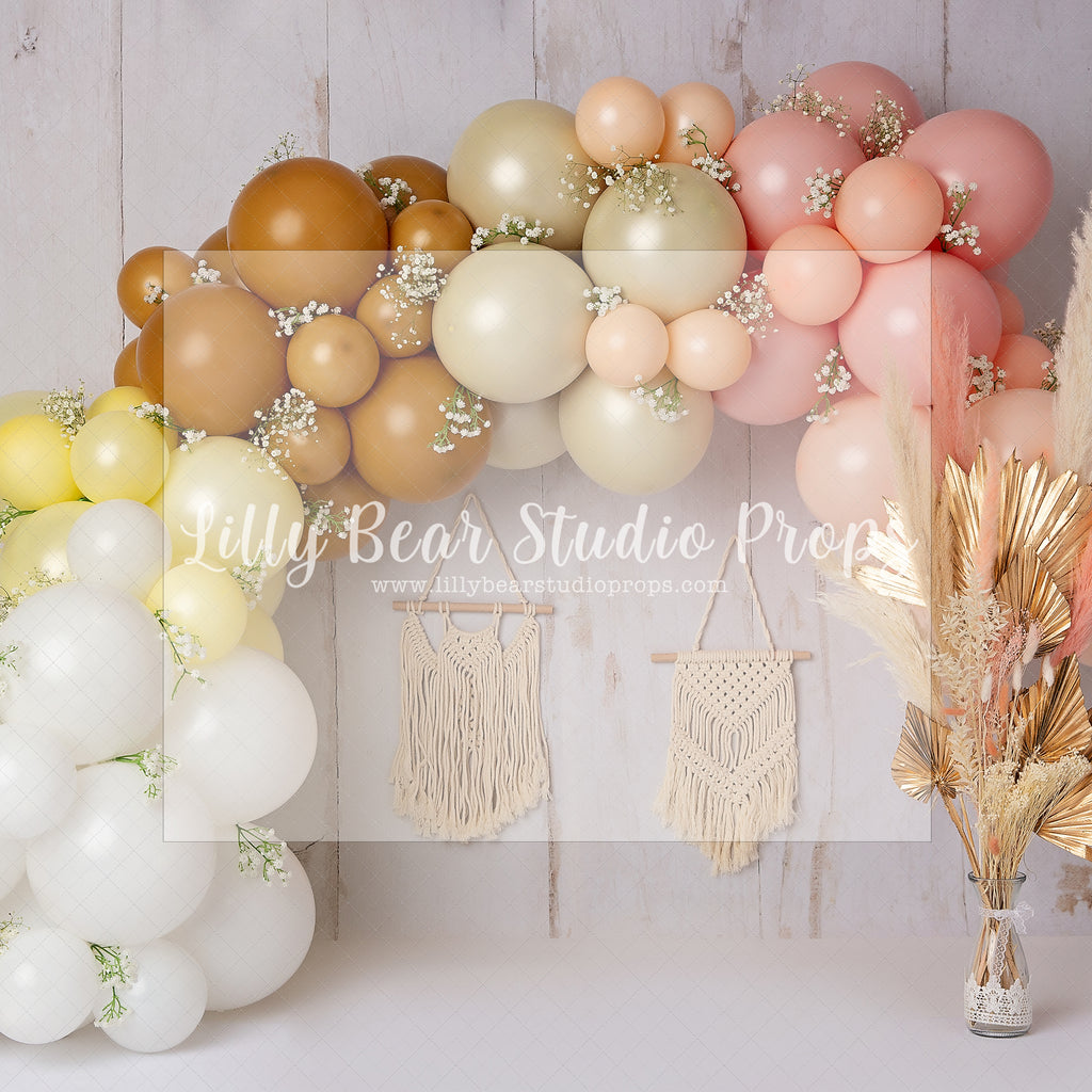 Boho Balloon Rainbow Pampas - Lilly Bear Studio Props, balloons, boho, boho balloon garland, boho balloons, boho chic, boho spring, cake smash, floral boho