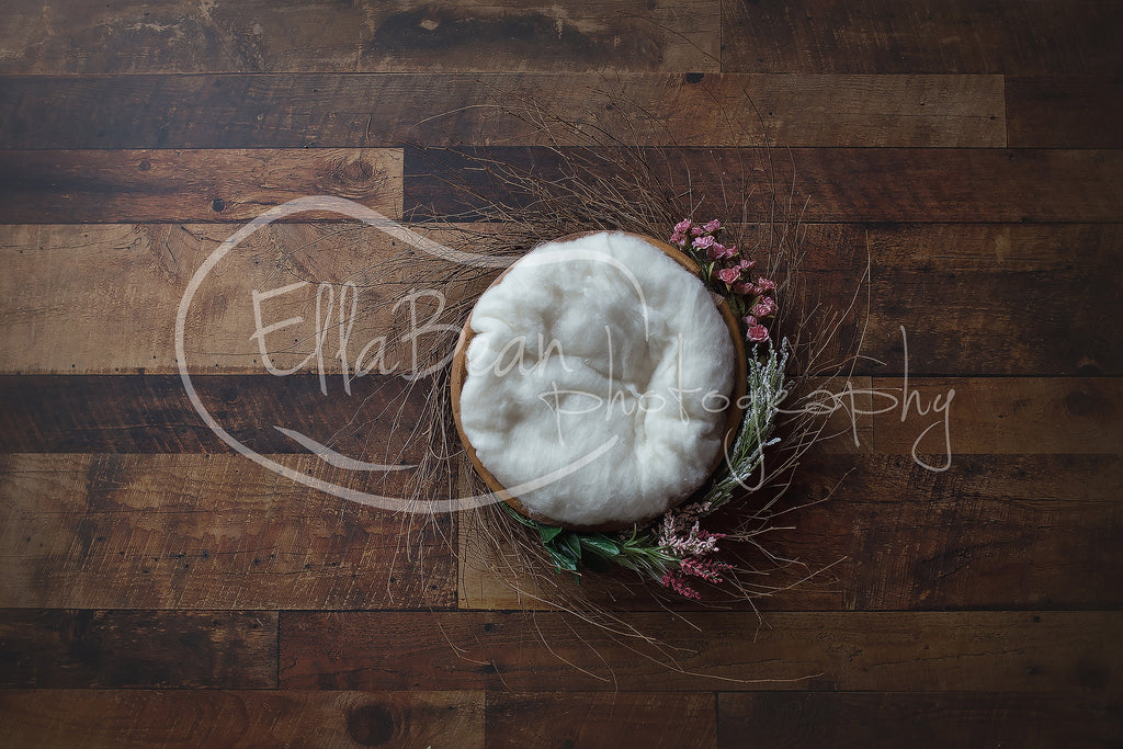 Flower Bowl Digital Backdrop - Lilly Bear Studio Props, basket, bowl, branch, digital, digital backdrop, flowers, newborn digital backdrop, round, wood