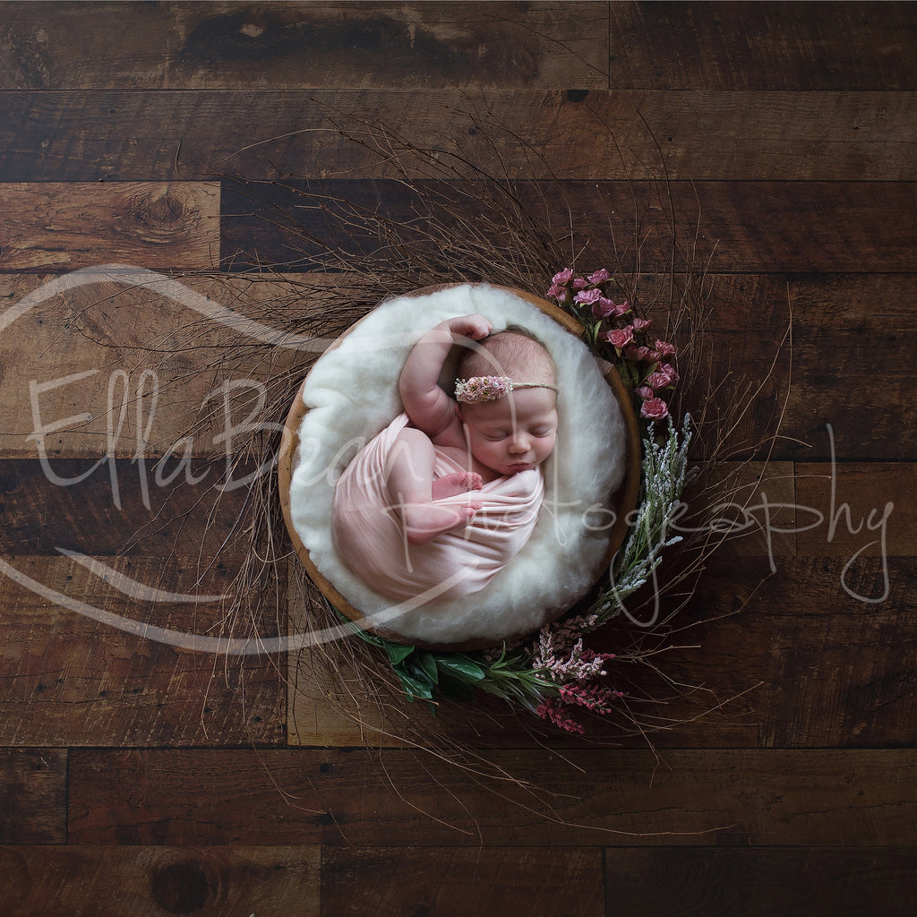 Flower Bowl Digital Backdrop - Lilly Bear Studio Props, basket, bowl, branch, digital, digital backdrop, flowers, newborn digital backdrop, round, wood