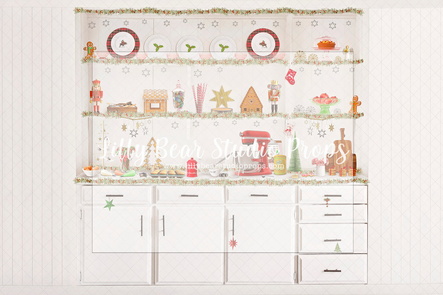 Brighter Christmas Kitchen - Lilly Bear Studio Props, christmas, Cozy, Decorated, Festive, Giving, Holiday, Holy, Hopeful, Joyful, Merry, Peaceful, Peacful, Red & Green, Seasonal, Winter, Xmas, Yuletide