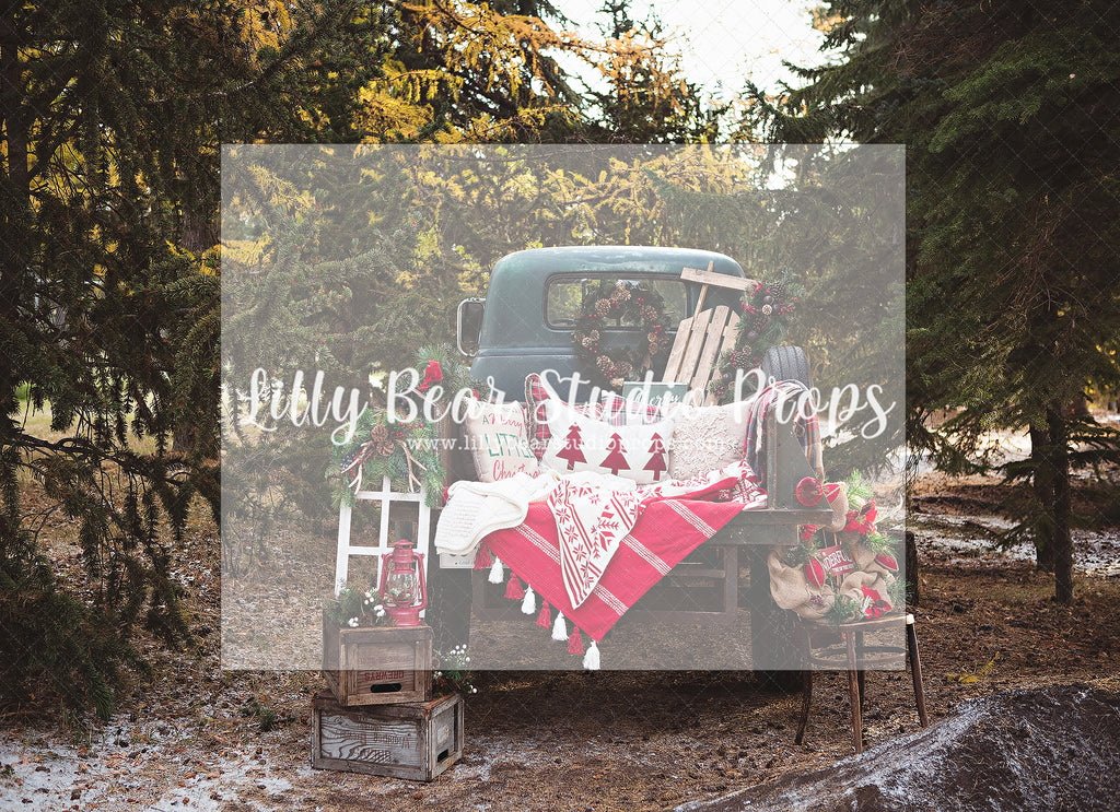 Christmas in the Pickup - Lilly Bear Studio Props, christmas, Cozy, Decorated, Festive, Giving, Holiday, Holy, Hopeful, Joyful, Merry, Peaceful, Peacful, Red & Green, Seasonal, Winter, Xmas, Yuletide