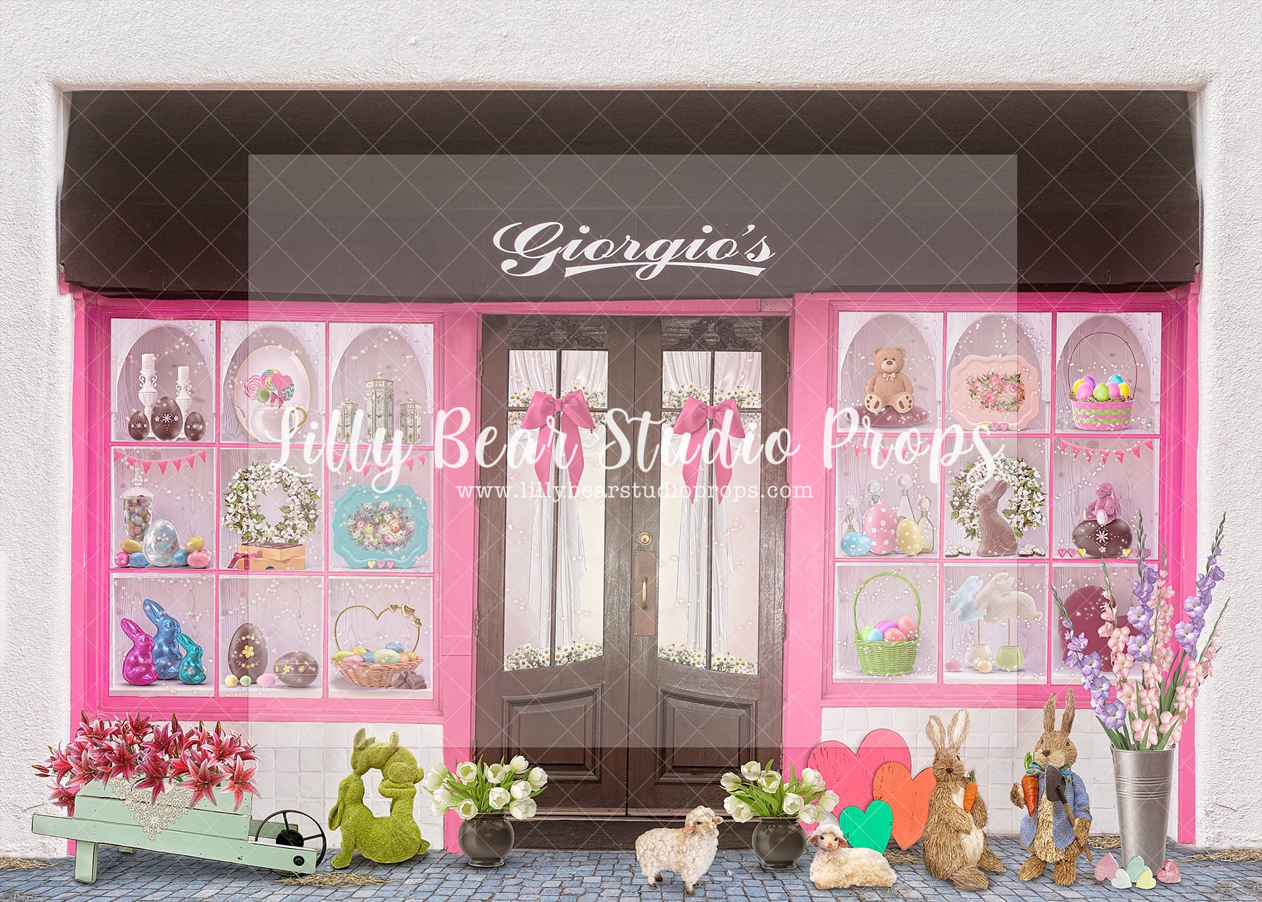 Easter Shop Front - Lilly Bear Studio Props, bloom, bloom shop, blooming flowers, blooming shop, blooms, blue floral, bummy, bunny, bunny one, easter, easter bunny, easter eggs, easter shop, Fabric, FABRICS, floral, flower, flower market, flower shop, flowers, garden, little flower shop, little shop, market, open, pastry, pink bunny, plants, shop, shoppe, some bunny is one, some bunny's one, spring, spring flowers, Wrinkle Free Fabric