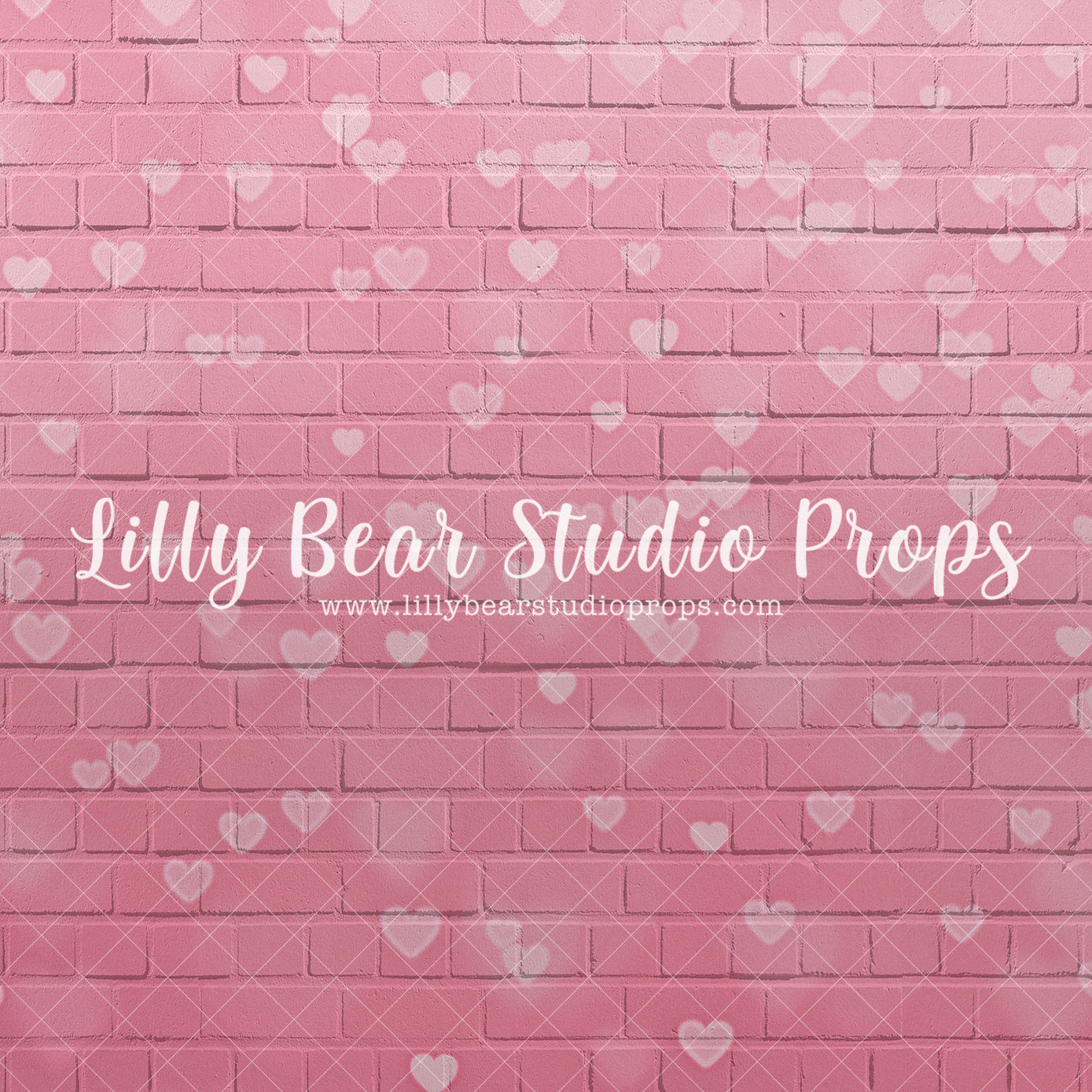 Faded Hearts Pink Brick Wall - Lilly Bear Studio Props, Fabric, FABRICS, heart brick, pink brick, pink brick heart wall, pink heart wall, valentine, valentine graffiti, valentines, valentines day, Wrinkle Free Fabric