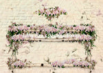 Floral Brick Headboard - Lilly Bear Studio Props, abstract floral, bed, bed wall, birch, birch branches, birch trees, birch wood, cream, cream brick, cream floral, cream flowers, cream roses, daisies, daisy, Fabric, FABRICS, fine art, floral, floral bed, flowers, headbaord, headboard, pink floral, pink flowers, pink roses, rose, roses