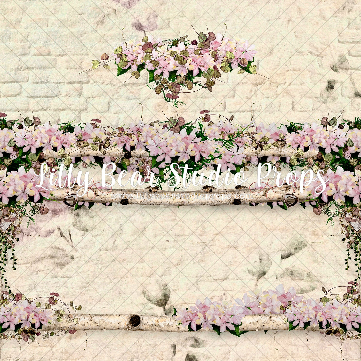 Floral Brick Headboard - Lilly Bear Studio Props, abstract floral, bed, bed wall, birch, birch branches, birch trees, birch wood, cream, cream brick, cream floral, cream flowers, cream roses, daisies, daisy, Fabric, FABRICS, fine art, floral, floral bed, flowers, headbaord, headboard, pink floral, pink flowers, pink roses, rose, roses