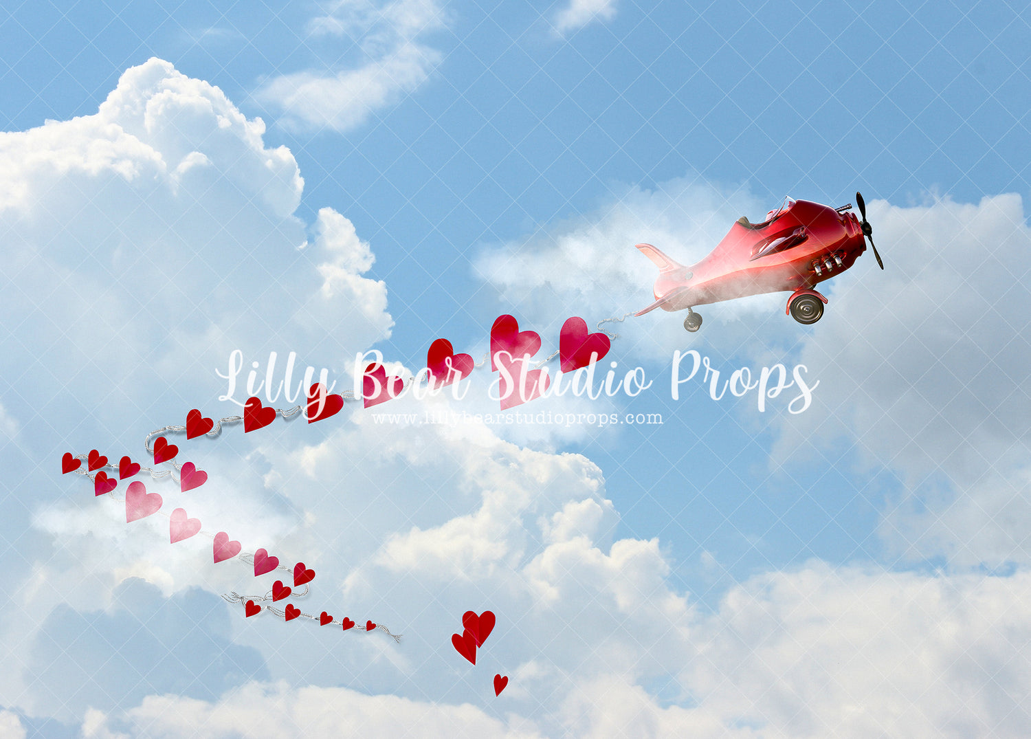 Flying Hearts - Lilly Bear Studio Props, air plane, airplane, airplane garland, airplane one, Fabric, FABRICS, Flying love, heart, heart love, heart plane, hearts, i love you, love airplane, love plane, plane, red airplane, valentine, valentines, valentines day, Wrinkle Free Fabric