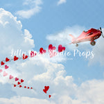 Flying Hearts - Lilly Bear Studio Props, air plane, airplane, airplane garland, airplane one, Fabric, FABRICS, Flying love, heart, heart love, heart plane, hearts, i love you, love airplane, love plane, plane, red airplane, valentine, valentines, valentines day, Wrinkle Free Fabric