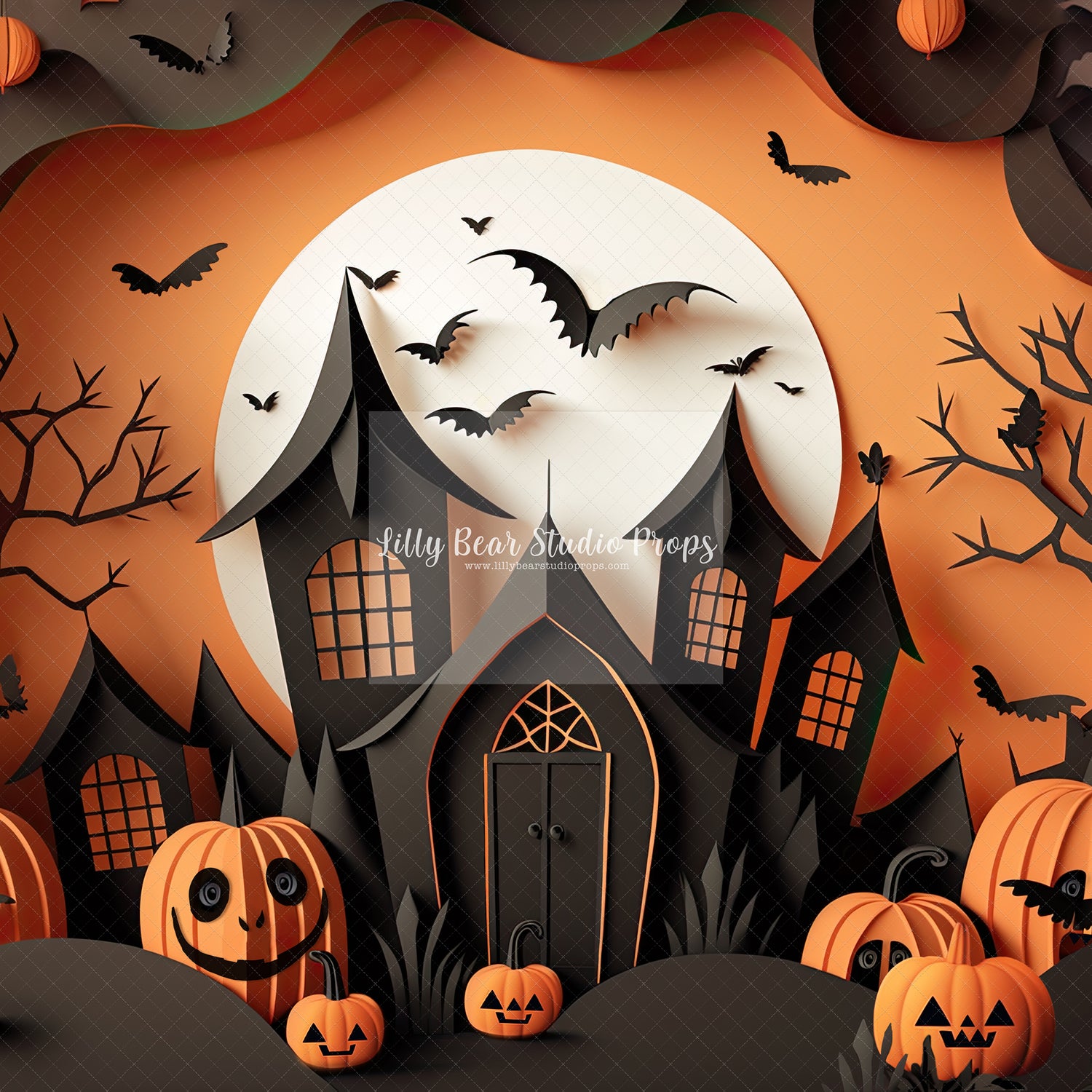 Halloween House Paper Cut Design