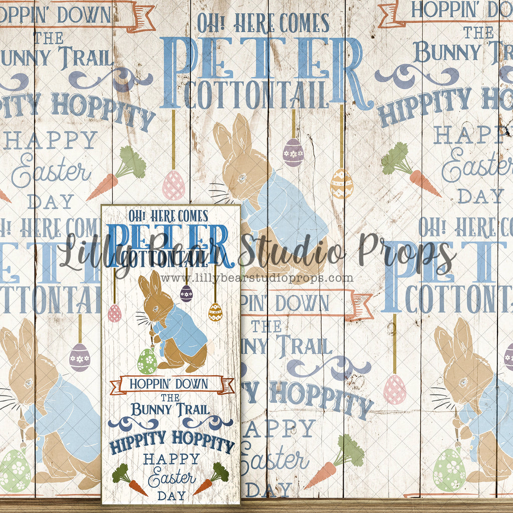 Hippity Hoppity Whitewashed Peter Cottontail - Lilly Bear Studio Props, baking, banner, barn, barndoors, blue floral, blue wood, bunny, bunny one, Bunting Banner, bush, bushes, carrot, carrot banner, carrots, easter, easter backdrop, easter baking, easter basket, easter bunny, easter egg, easter eggs, exposed brick, FABRICS, fence, florals, flower box, happy easter, peter rabbit, petter rabit, pink bunny, rabbit, shed, some bunnies one, some bunny is one, some bunny's one, spring, springtime