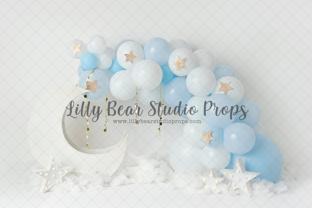 Blue Moon Balloons and stars - Lilly Bear Studio Props, blue and silver, blue balloons, blue stars, glitter stars, glowing stars, moon and stars, moon stars, shimmer stars, silver, silver and blue, silver star, silver stars, stars, stars and moom, stars clouds, stars in sky, teddy, teddy balloons, teddy bear, teddy bear picnic, teddy bears, teddys, white stars