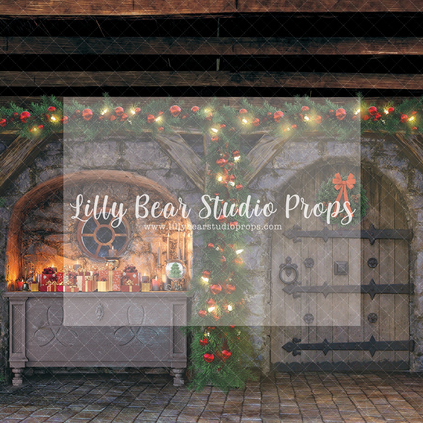 Cobblestone Cabin Presents - Lilly Bear Studio Props, christmas, Cozy, Decorated, Festive, Giving, Holiday, Holy, Hopeful, Joyful, Merry, Peaceful, Peacful, Red & Green, Seasonal, Winter, Xmas, Yuletide