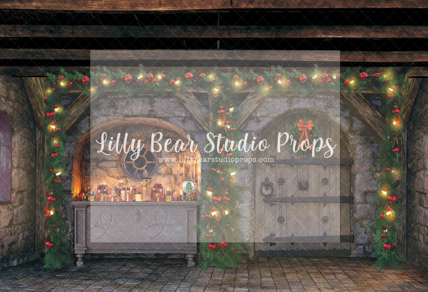 Cobblestone Cabin Presents - Lilly Bear Studio Props, christmas, Cozy, Decorated, Festive, Giving, Holiday, Holy, Hopeful, Joyful, Merry, Peaceful, Peacful, Red & Green, Seasonal, Winter, Xmas, Yuletide