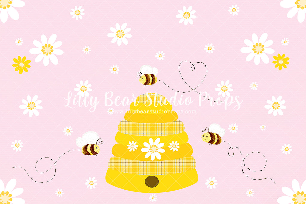 oh Beehive - Lilly Bear Studio Props, bee, gold, honey, honey bees, honey comb, honey comb nest, honey flower, pink