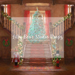 Painted Christmas Staircase - Lilly Bear Studio Props, christmas, Cozy, Decorated, Festive, Giving, Holiday, Holy, Hopeful, Joyful, Merry, Peaceful, Peacful, Red & Green, Seasonal, Winter, Xmas, Yuletide