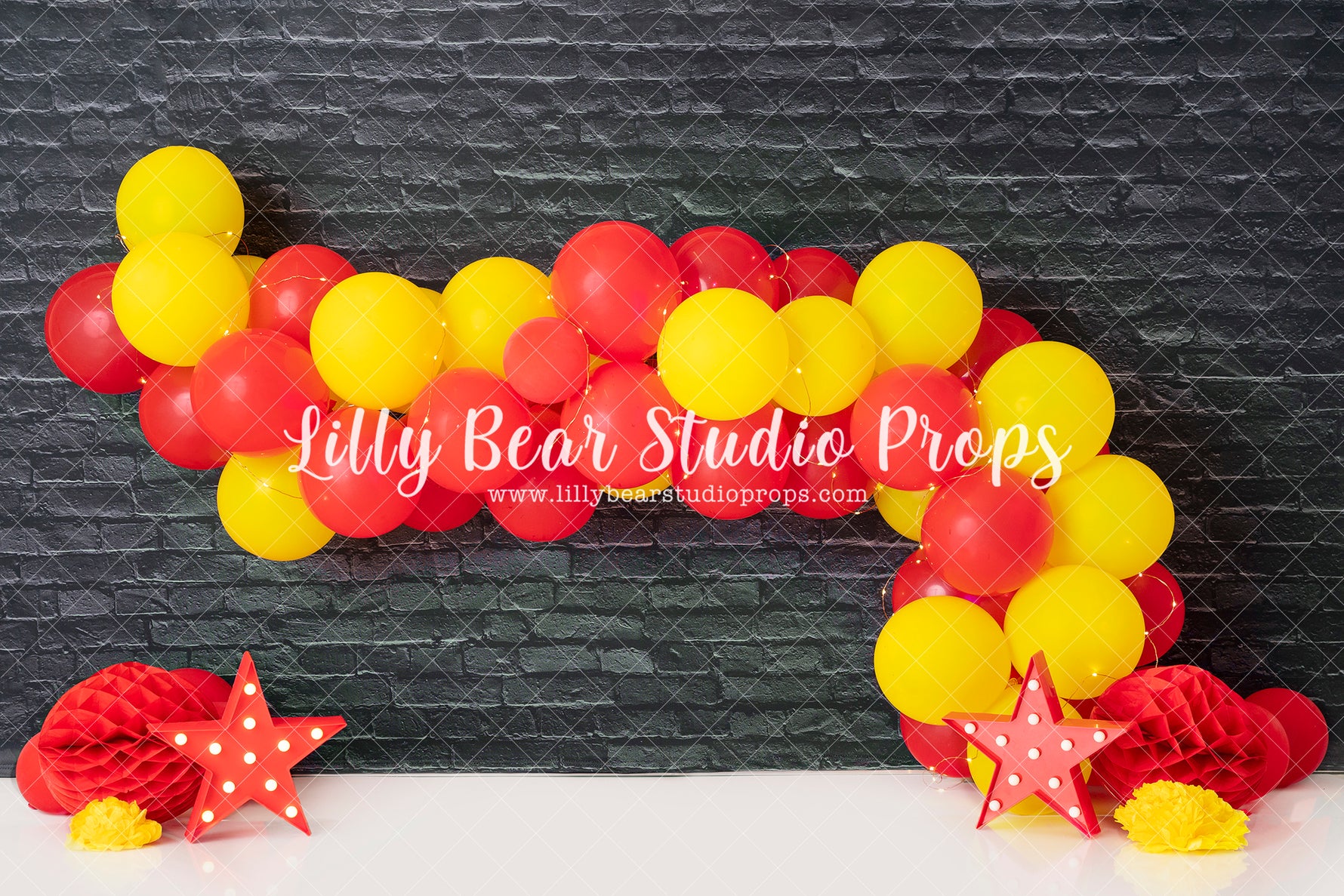Ronald - Lilly Bear Studio Props, balloon, balloon arch, mcd's, mcdonald's, red and yellow, red garland, red yellow, ronald mcdonald