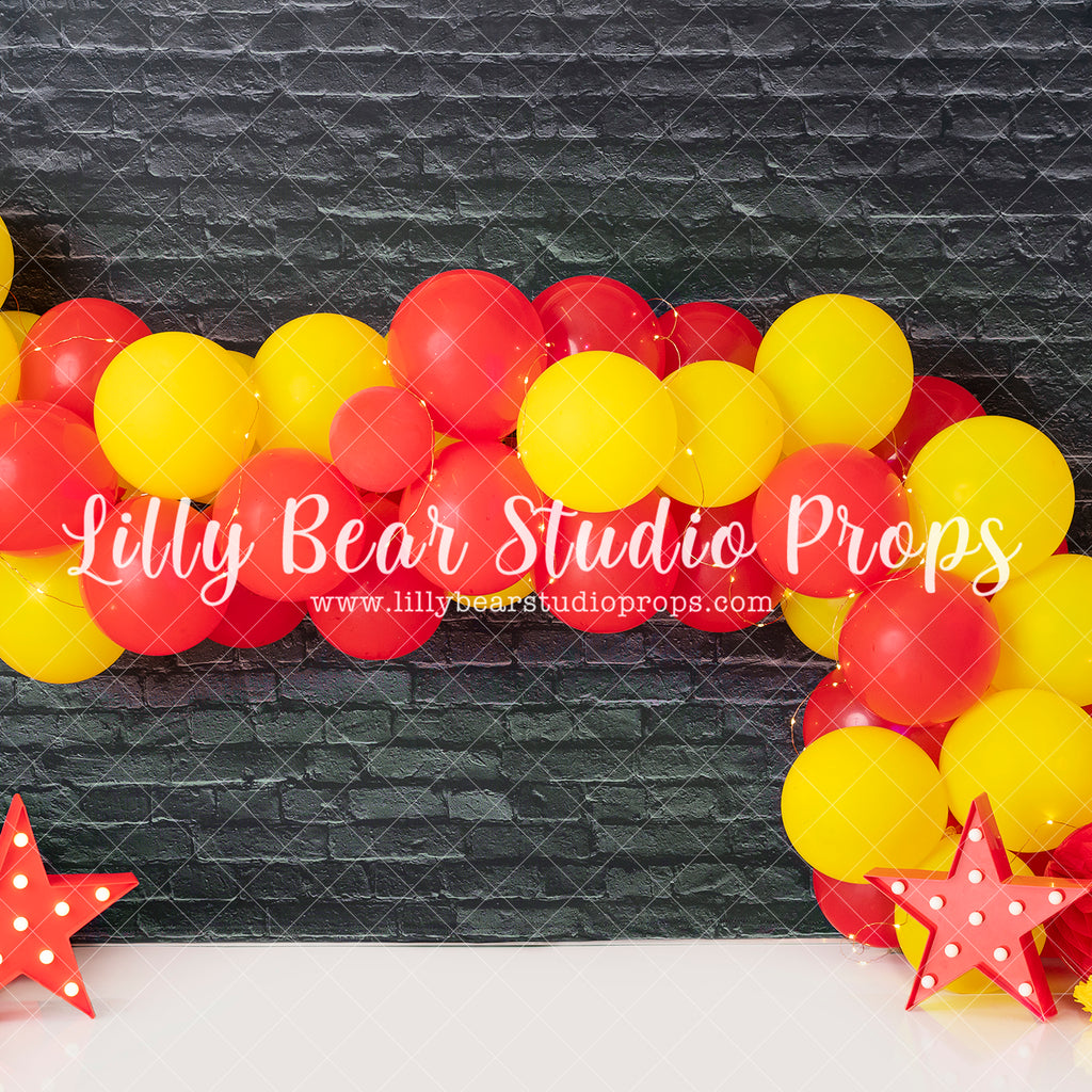 Ronald - Lilly Bear Studio Props, balloon, balloon arch, mcd's, mcdonald's, red and yellow, red garland, red yellow, ronald mcdonald