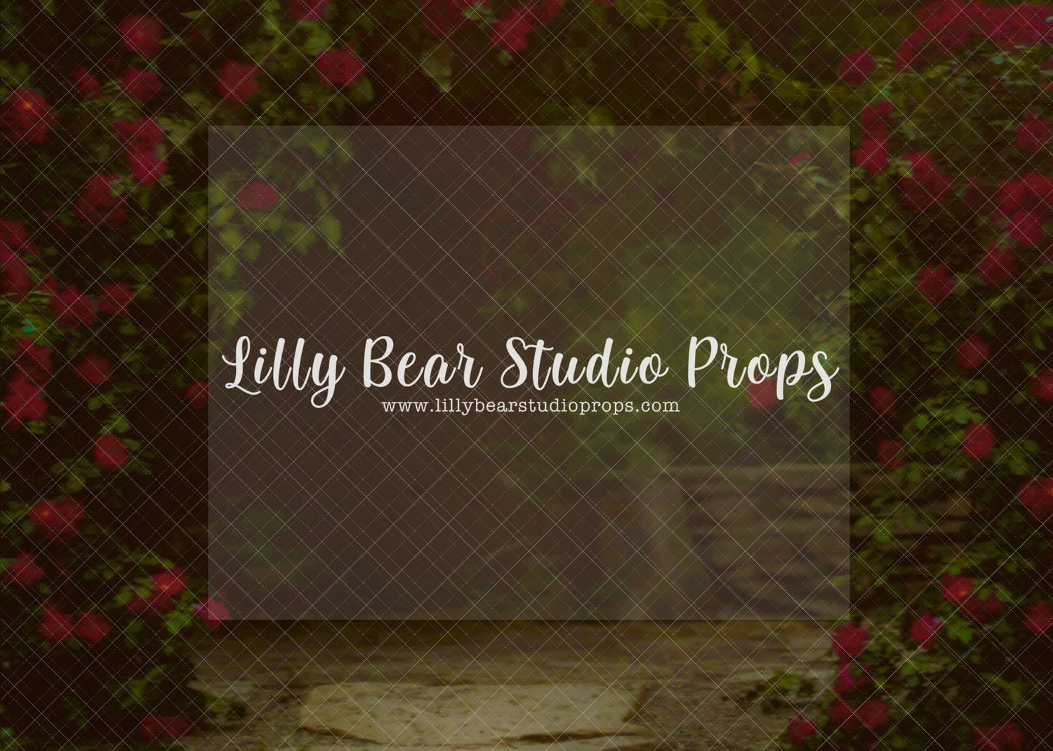 Rose Garden Path Red - Lilly Bear Studio Props, colourful rainbow, Fabric, FABRICS, fairy, fairy garden, floral fairy path, floral garden, floral path, flower path, garden, garden path, pink flowers, red flowers, red roses, spring, spring archway, spring blooms, spring floral, spring flowers, spring garden, spring ladder, spring ladders, spring time, spring tree, spring wall, springtime