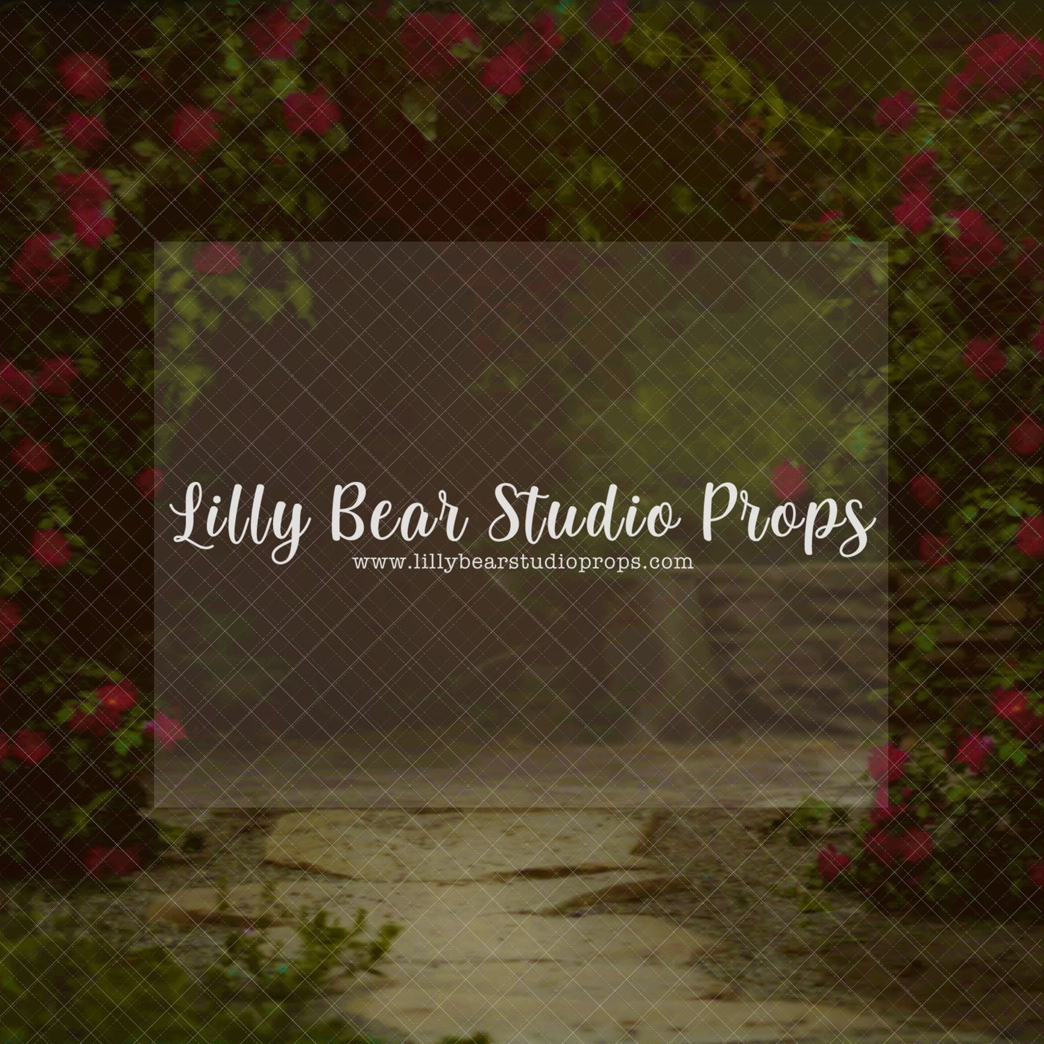 Rose Garden Path Red - Lilly Bear Studio Props, colourful rainbow, Fabric, FABRICS, fairy, fairy garden, floral fairy path, floral garden, floral path, flower path, garden, garden path, pink flowers, red flowers, red roses, spring, spring archway, spring blooms, spring floral, spring flowers, spring garden, spring ladder, spring ladders, spring time, spring tree, spring wall, springtime