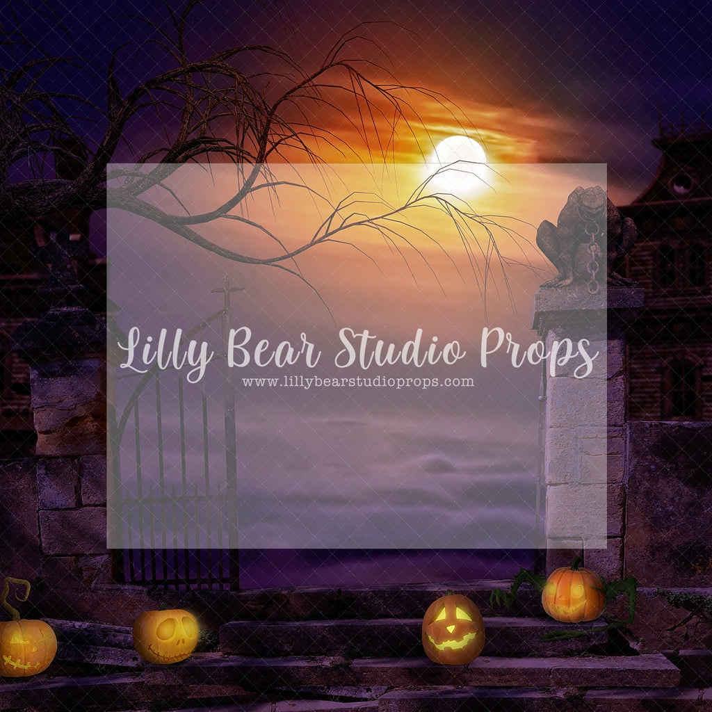 Spooky Halloween Gate Entry - Lilly Bear Studio Props, christmas, Decorated, fall, fall colors, fall colours, fall forest, fall leaves, fall mini, fall pumpkins, fall season, falling leaves, farm pickup, full moon, Giving, halloween, jack-o-lantern, jack-o-lanterns, jackolantern, moon, moonlight, moonlight forest, Peaceful, pickup, pickup truck, pumpkin field, spooky halloween, witches
