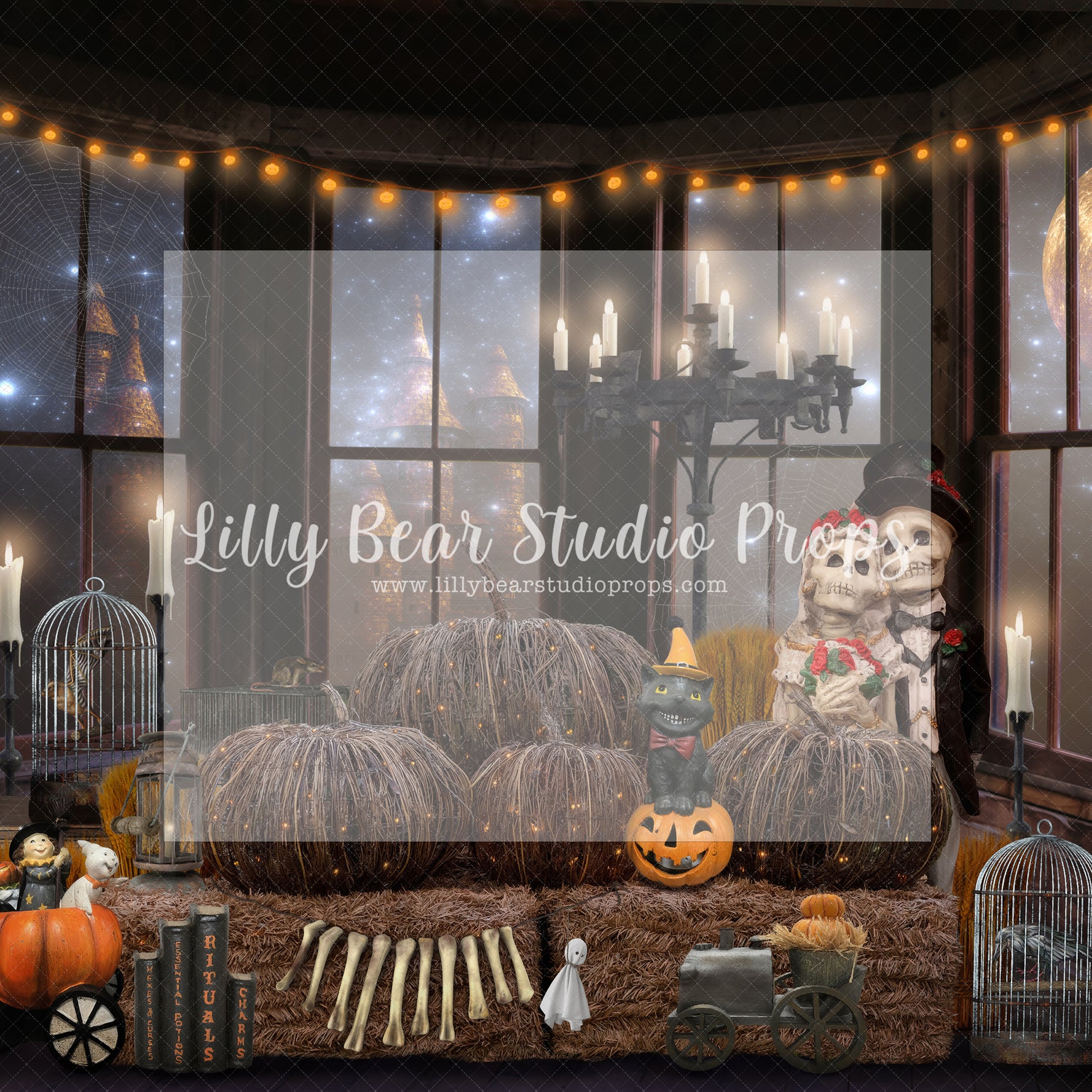 Sweet Halloween Window - Lilly Bear Studio Props, christmas, Decorated, fall, fall colors, fall colours, fall forest, fall leaves, fall mini, fall pumpkins, fall season, falling leaves, farm pickup, full moon, Giving, halloween, jack-o-lantern, jack-o-lanterns, jackolantern, moon, moonlight, moonlight forest, Peaceful, pickup, pickup truck, pumpkin field, spooky halloween, witches