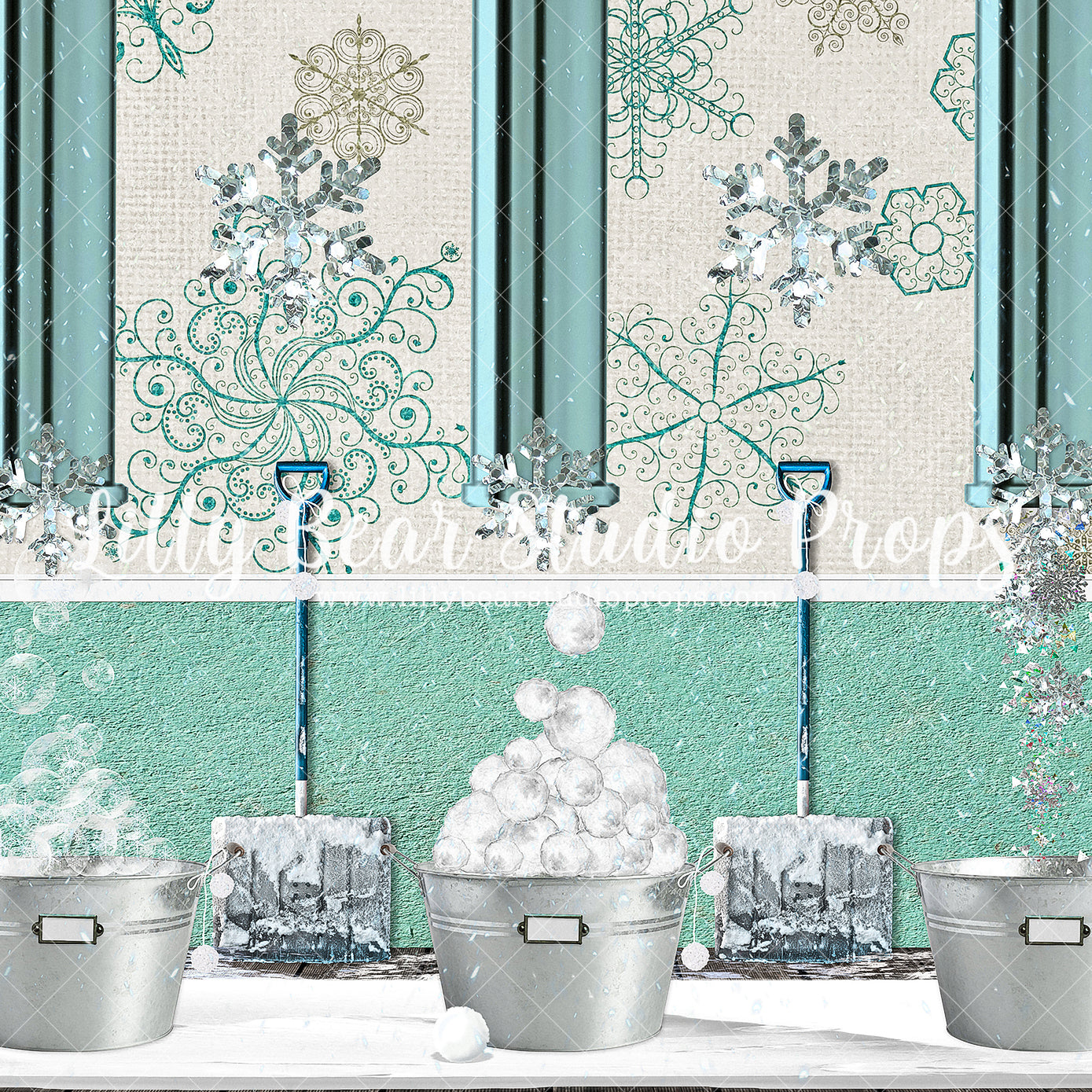 The Snow Works Co. - Lilly Bear Studio Props, camper, candles, christmas, christmas kitchen, christmas snow, christmas window, Fabric, FABRICS, kitchen, red curtains, tree farm, winter, wreath
