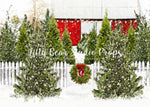 Tree Farm Welcome Wreath - Lilly Bear Studio Props, camper, candles, christmas, christmas kitchen, christmas snow, christmas window, Fabric, FABRICS, kitchen, red curtains, tree farm, winter, wreath