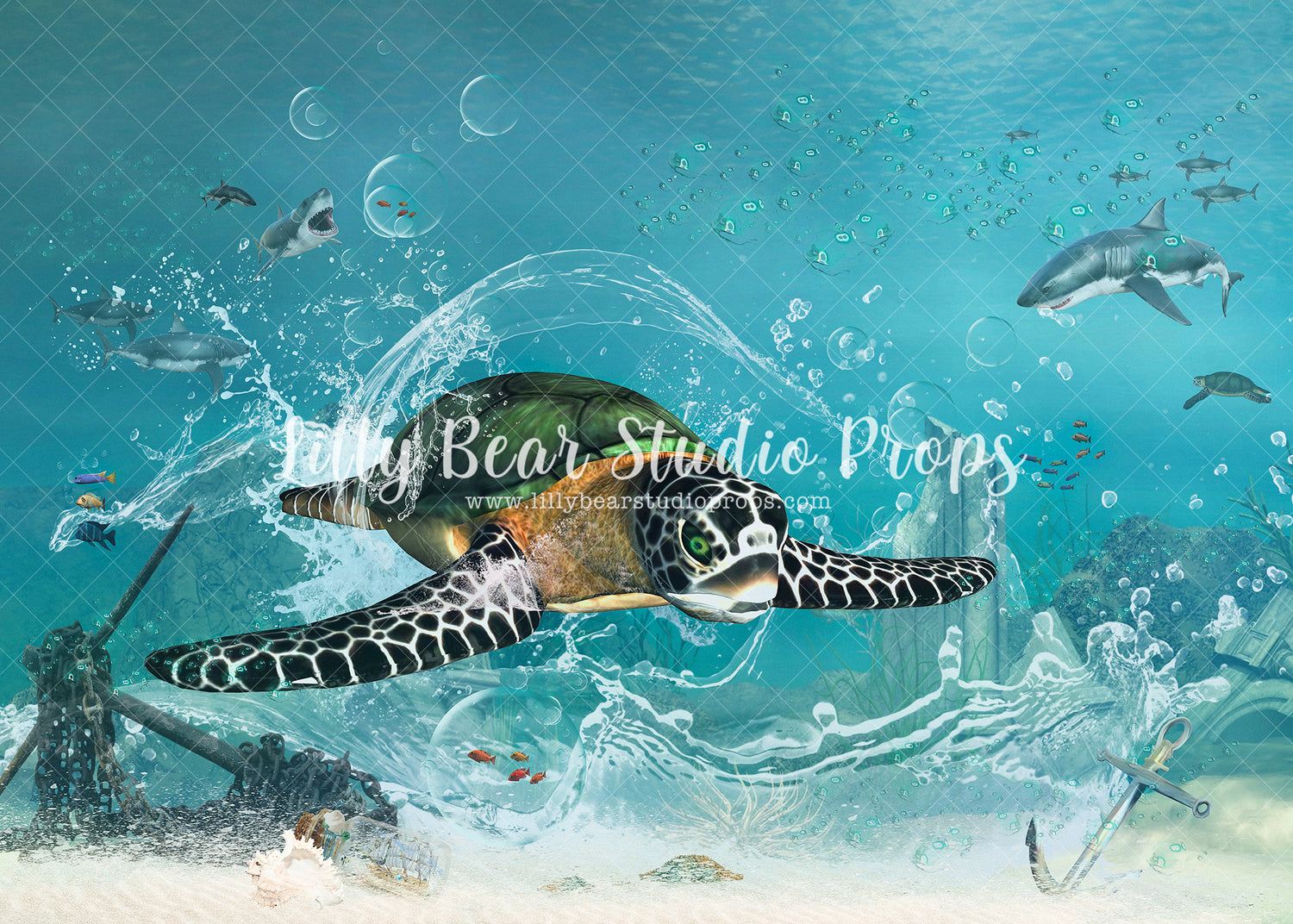 Turtle Pal - Lilly Bear Studio Props, baby shark, coral reef, Fabric, FABRICS, finding nemo, fish, fishing, jaws, little mermaid, mermaid, mermaid reef, nemo, ocean floor, sea turtle, shark, shark baby, shipwreck, shipwreck bay, silver glitter, turtle, under the ocean, under the sea