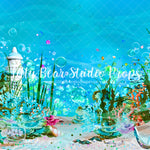 Under The Sea Glittered - Lilly Bear Studio Props, Atlantis, baby shark, coral reef, Fabric, FABRICS, finding nemo, fish, fishing, jaws, little mermaid, mermaid, mermaid reef, nemo, ocean floor, sea turtle, shark, shark baby, shipwreck, shipwreck bay, silver glitter, turtle, under the ocean, under the sea