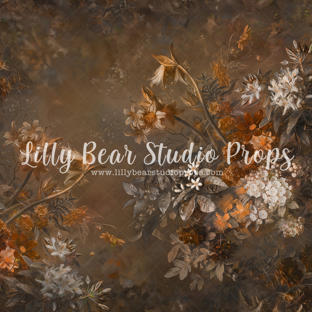 Muted Vintage Botanica - Lilly Bear Studio Props, bold, bold floral, brown, brown floral, cream floral, FABRICS, fine art texture, floral, floral texture, moody, neutral florals, texture, vintage, vintage floral