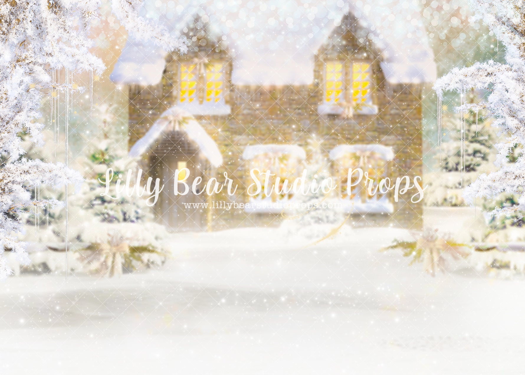 Snowy Christmas Eve - Lilly Bear Studio Props, camper, candles, christmas, christmas kitchen, christmas snow, christmas window, Fabric, FABRICS, kitchen, red curtains, tree farm, winter, wreath