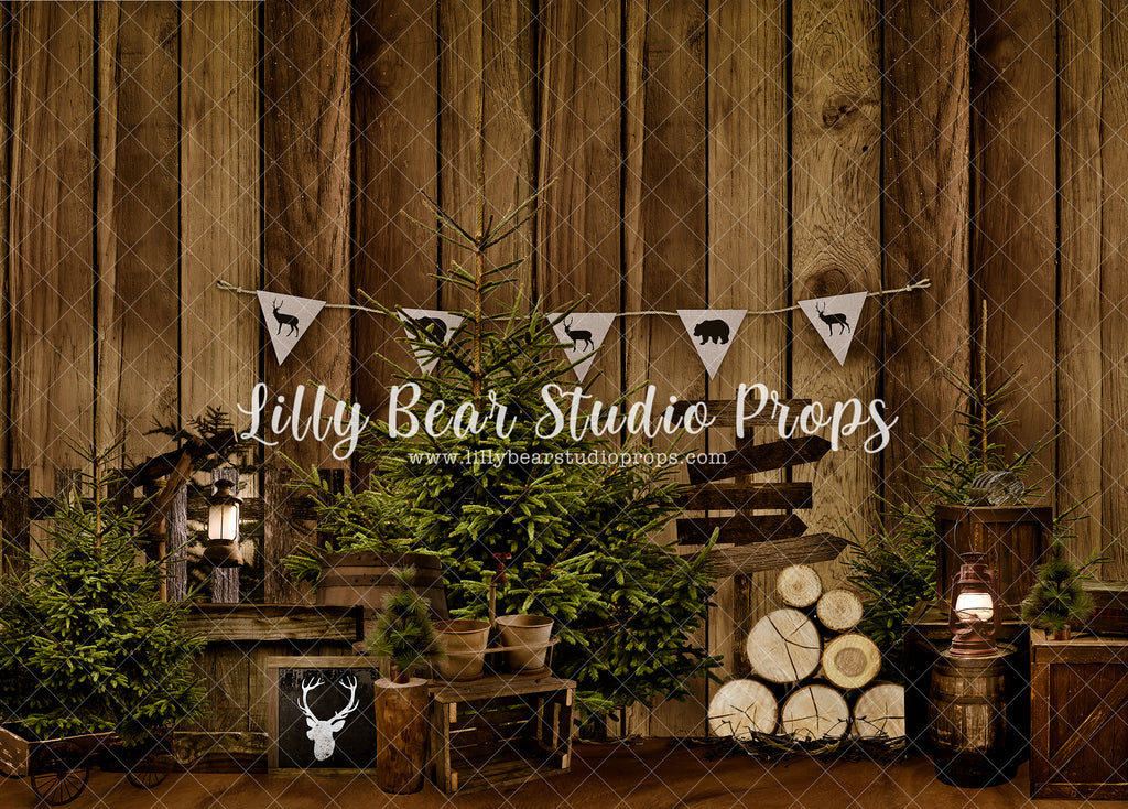 Woodsy Dark - Lilly Bear Studio Props, baby deer, bear, buffalo plaid, deer, deer one, deers, Fabric, FABRICS, little wild one, lumber jack, moose, pine trees, plaid, plaid pillows, wild, wild animals, wild one, wood wall